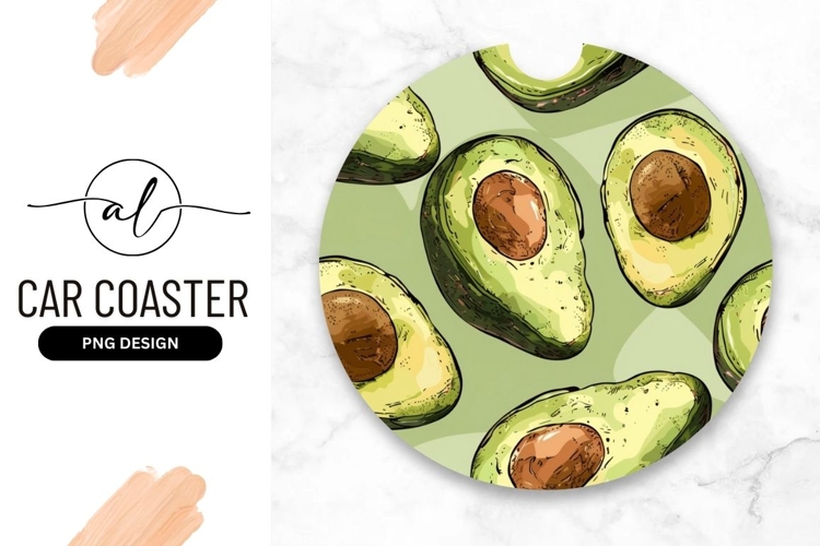 Hand Drawn Avocado Halves Pattern Illustration Background
