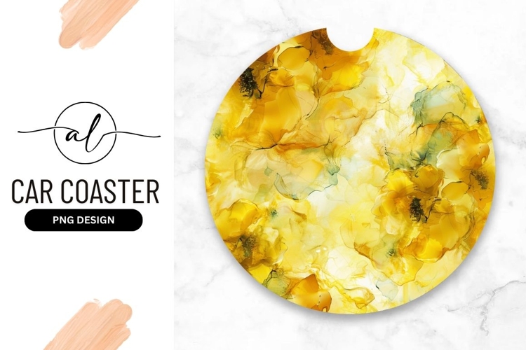 Abstract Yellow Floral Design With Alcohol Ink Effects
