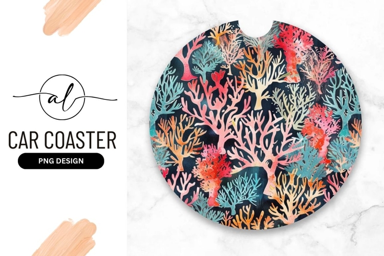 Colorful Watercolor Coral Reef Pattern On Dark Background
