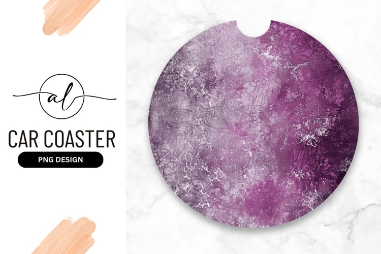 Abstract Purple Texture Round Shape Design Round Car Coaster