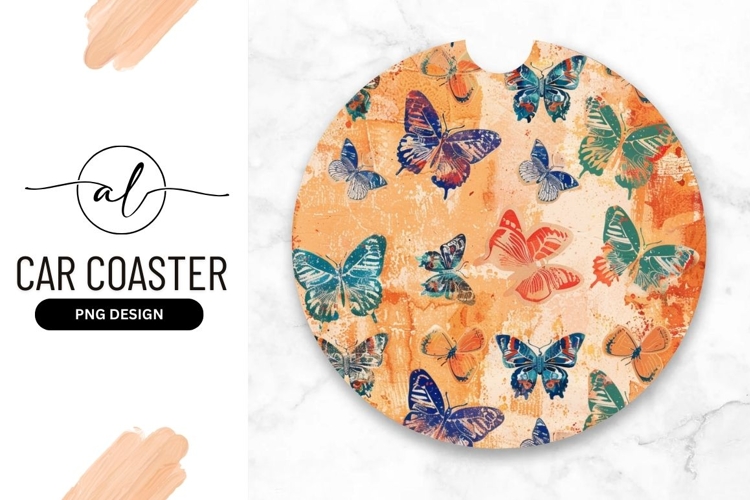 Vibrant Butterflies On Textured Orange Background