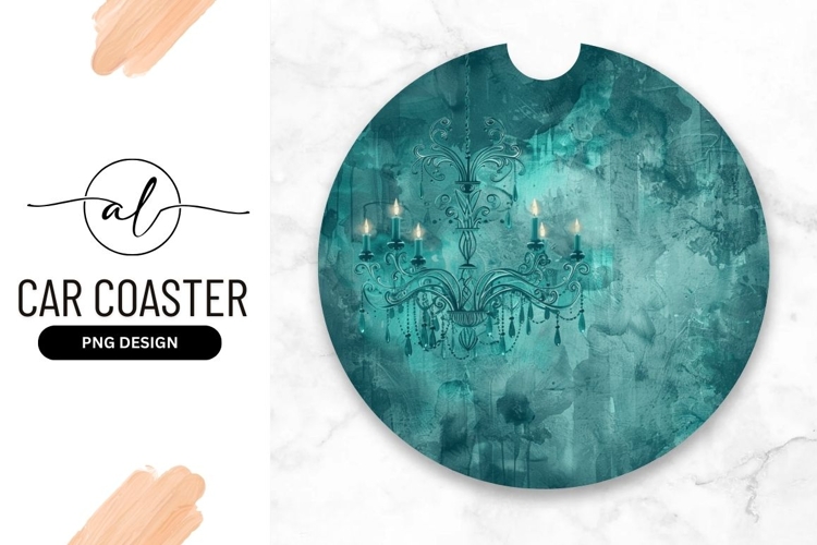 Elegant Teal Chandelier Watercolor Illustration