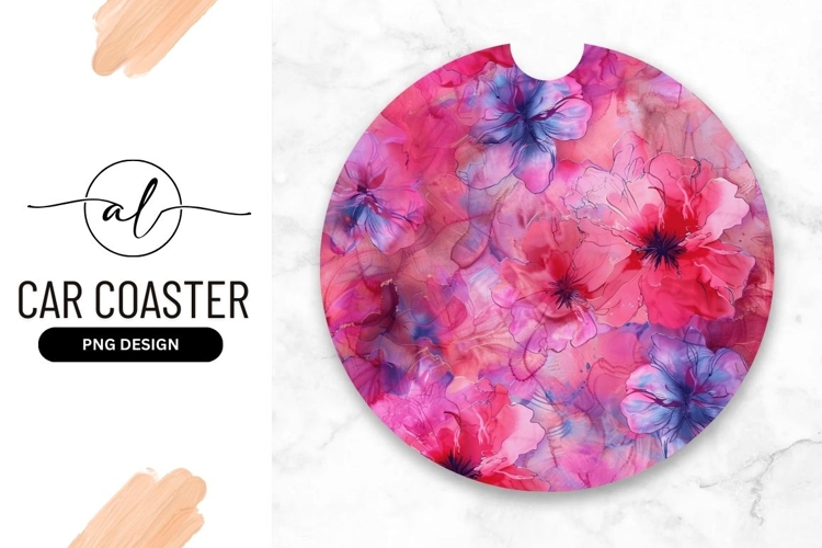 Pink And Blue Floral Watercolor Illustration Design