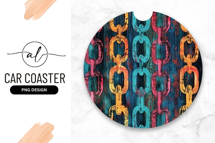 Grunge Painted Chain Circle Round Car Coaster Png
