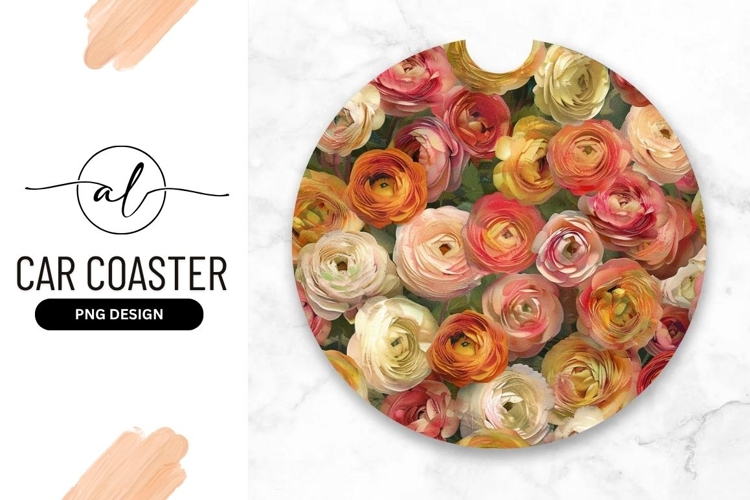 Watercolor Ranunculus Flowers Round Floral Arrangement