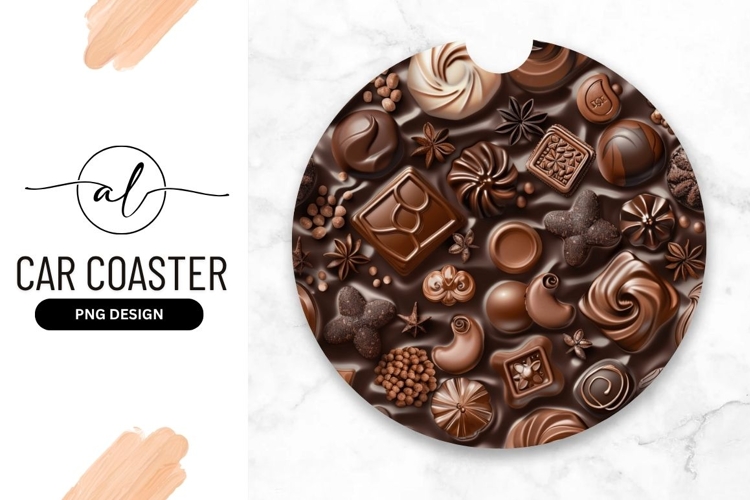 Chocolate Assortment Round Car Coaster Png