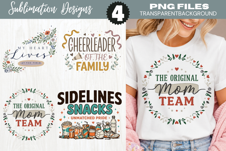 Mom Sports Sublimation PNG Design mom sports png, mom team