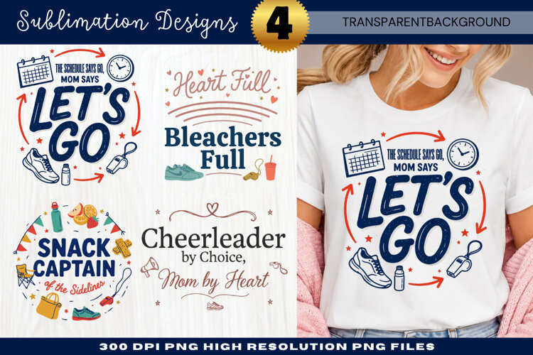 Lets Go Sports Mom Sublimation PNG lets go mom, sports mom example image 1