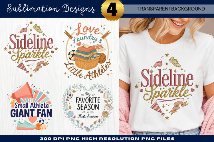 Sideline Sparkle Sports Mom PNG Design sideline sparkle