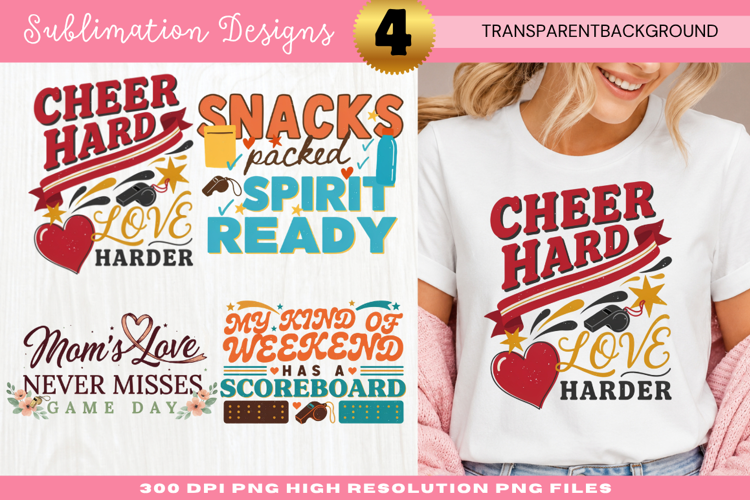 Cheer Hard Sports Mom Sublimation Design cheer hard, sports