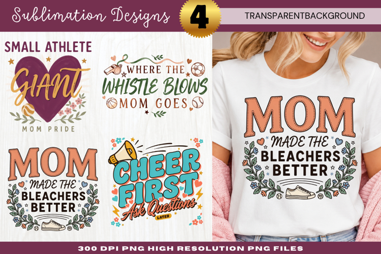 Bleachers Mom Sports Sublimation Design bleachers mom, sport
