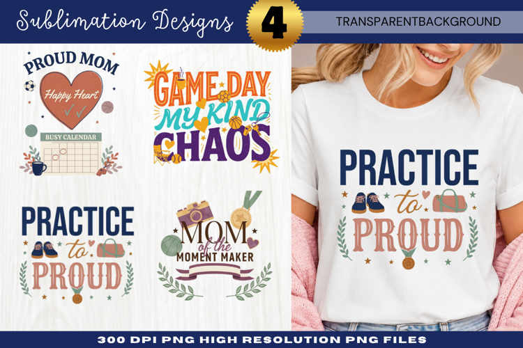 Practice Makes Proud Sports Mom PNG Design practice makes