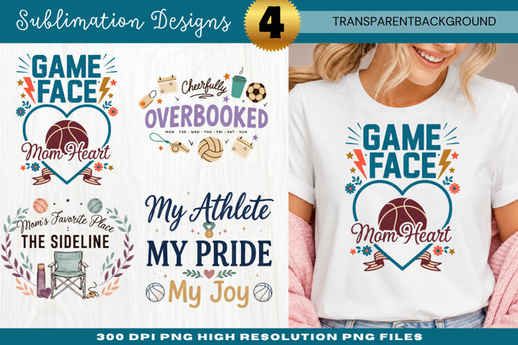 Game Face On Sports Mom Sublimation PNG game face on, sports example image 1