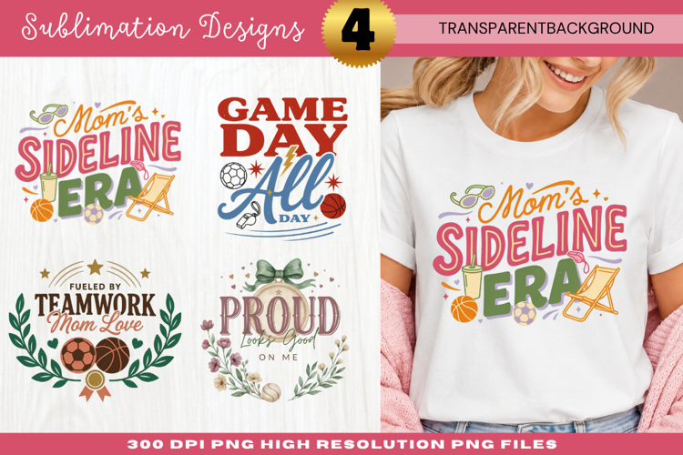 Moms Sideline Era Sports Sublimation PNG moms sideline era