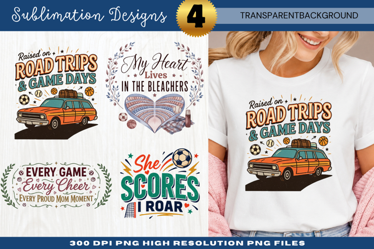 Road Trips Game Days Sports Mom PNG Design road trips game