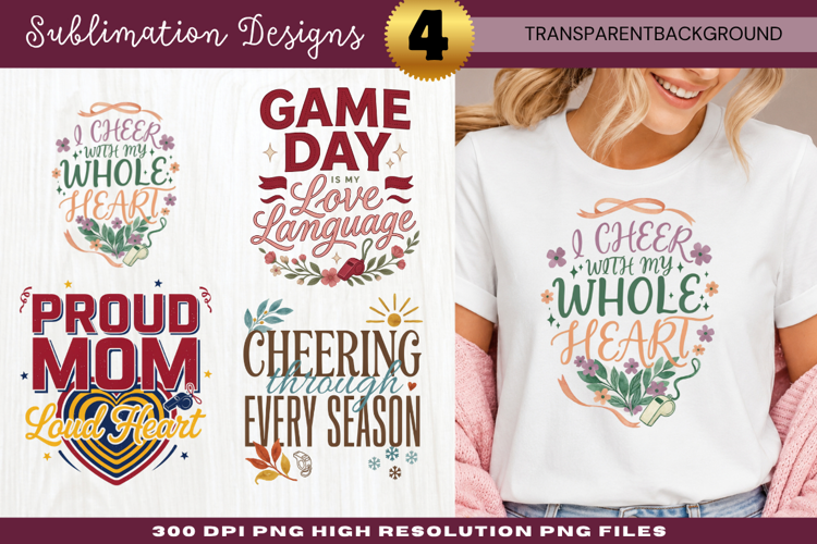 Cheer With My Whole Heart Sublimation PNG i cheer with my