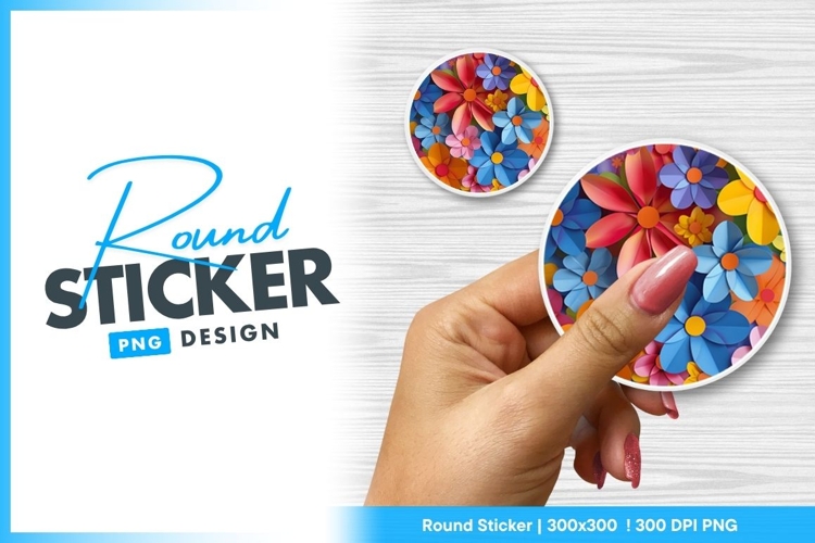 Colorful Paper Flowers in a Round Arrangement round sticker