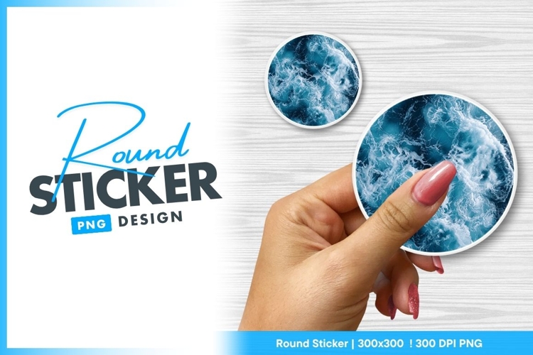 Turbulent Ocean Water Surface in a Round Sticker Png