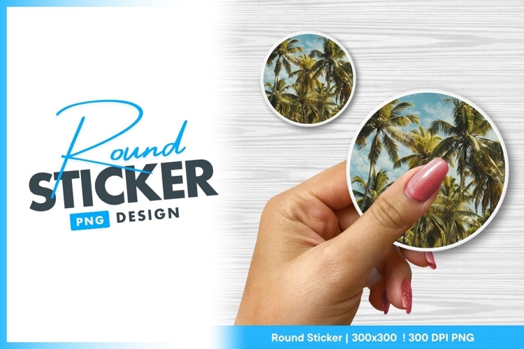 Palm Trees Against Blue Sky Round Sticker Png