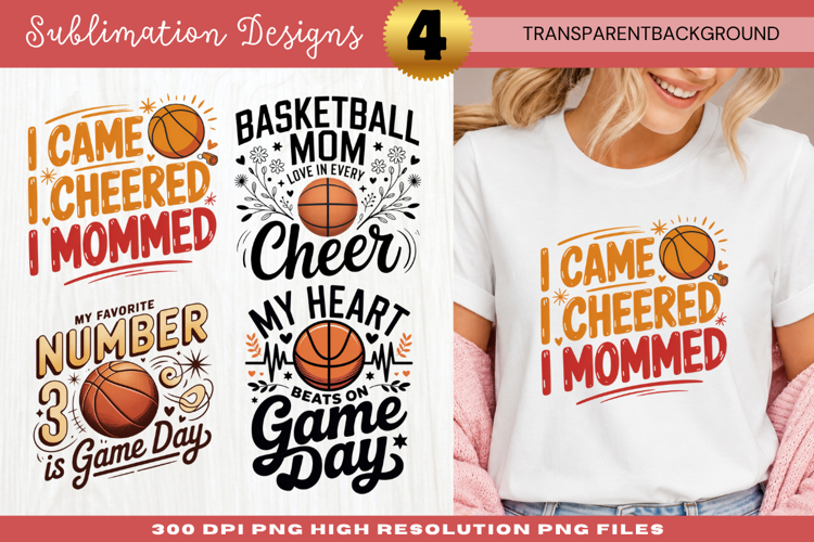 I Came I Cheered I Mommed Basketball PNG