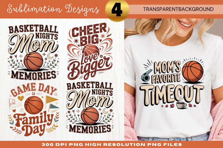 Mom's Favorite Time Out Basketball Sublimation PNG example image 1