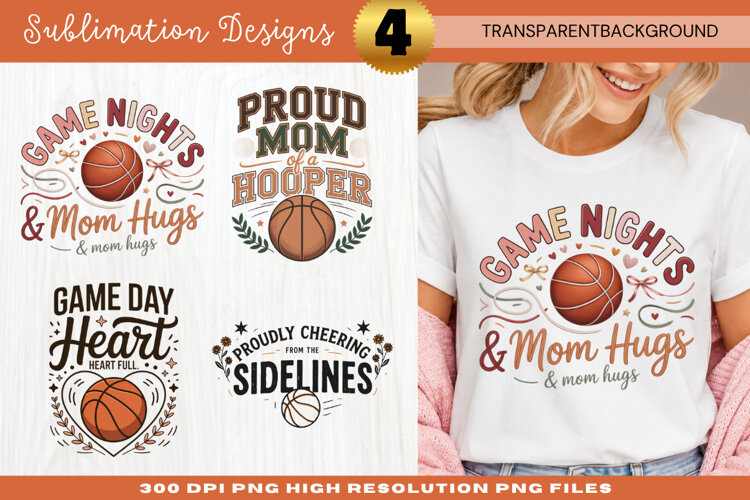 Game Nights And Mom Hugs Basketball PNG example image 1