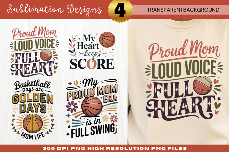 proud mom loud voice full heart, basketball mom png, sports