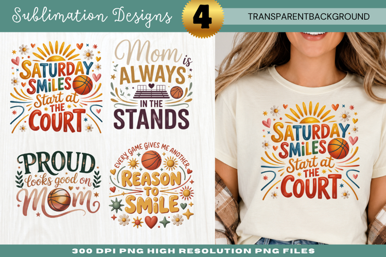 saturday smiles best on court, basketball mom png, sports
