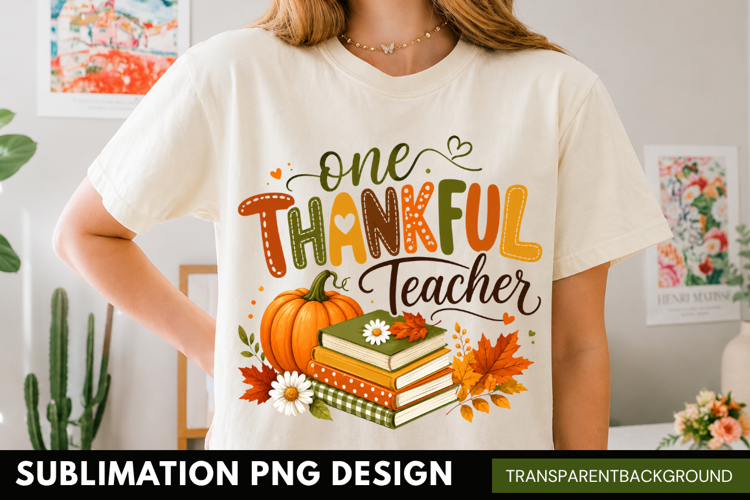 one thankful teacher, teacher Thanksgiving PNG, autumn teach