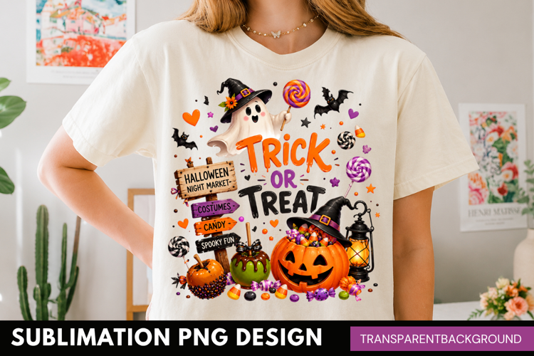 trick or treat PNG, cute halloween ghosts shirt design, spoo