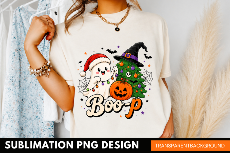 boo-p dog PNG, cute dog ghost shirt design, witch hat pumpki