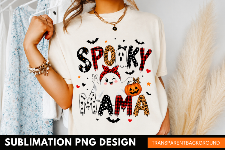 spooky mama PNG, cute halloween mom shirt design, ghost png