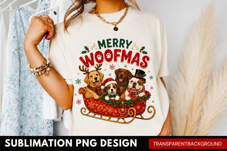 merry woofmas PNG, cute dog lovers christmas shirt design,