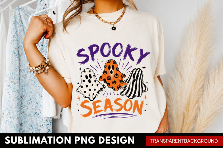 spooky season PNG, cute halloween ghosts shirt design example image 1