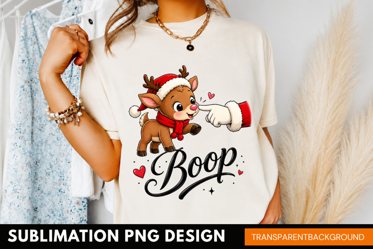 boop santa PNG, cute reindeer christmas shirt design, santa