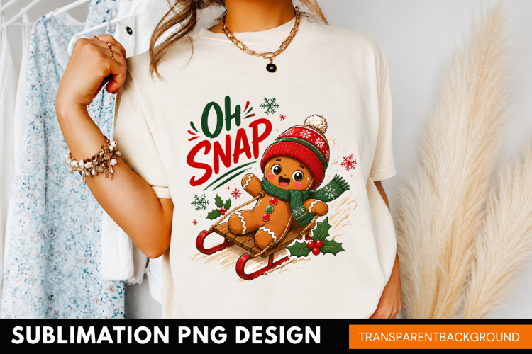 oh snap PNG, funny broken gingerbread man shirt design
