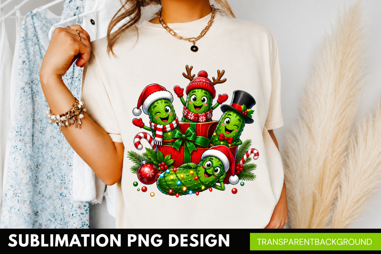 funny christmas pickles PNG, pickle santa hat shirt design,