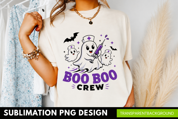 boo boo crew PNG, nurse ghost halloween shirt design