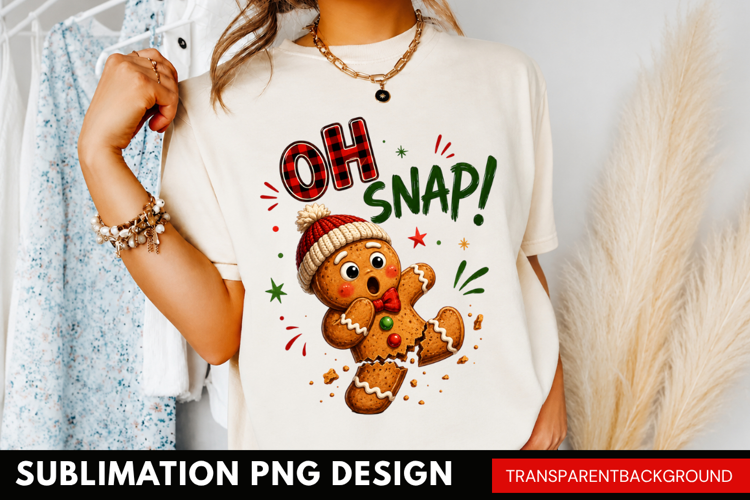 oh snap PNG, funny gingerbread man shirt design, broken ging