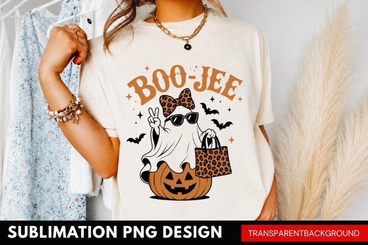 boo-jee PNG, glam ghost shirt design, leopard print purs example image 1