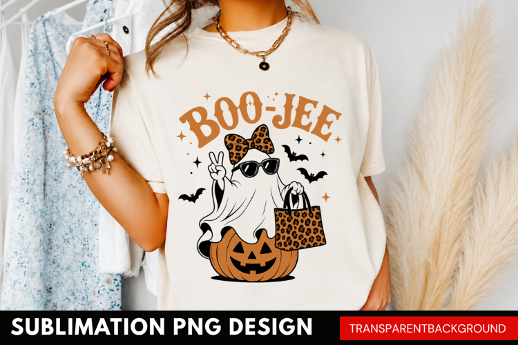 boo-jee PNG, glam ghost shirt design, leopard print purs