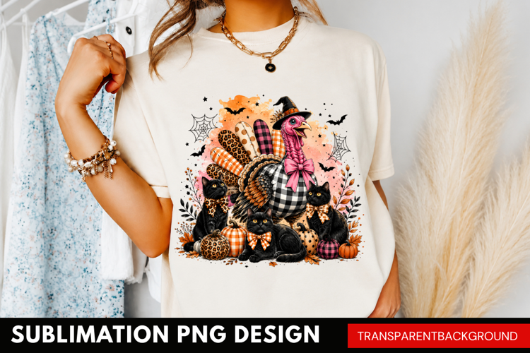 plaid turkey PNG, thanksgiving turkey black cats shirt png