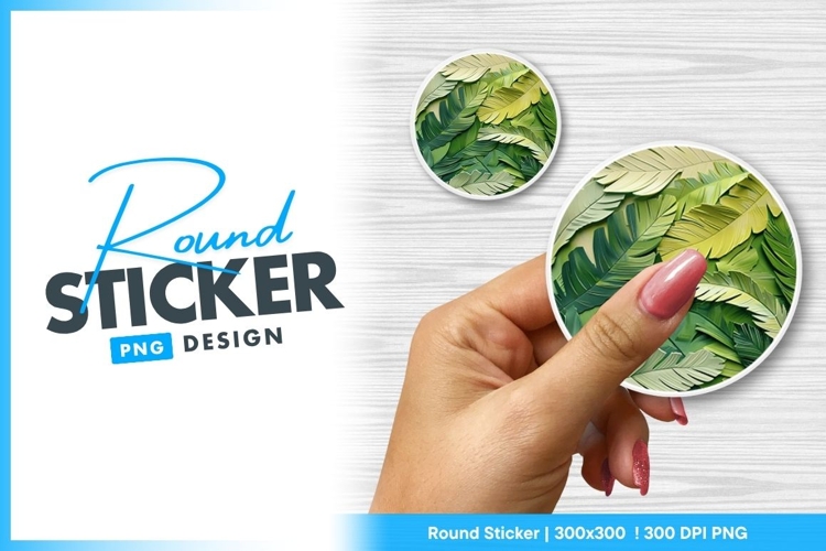 Green leaf background round sticker png design