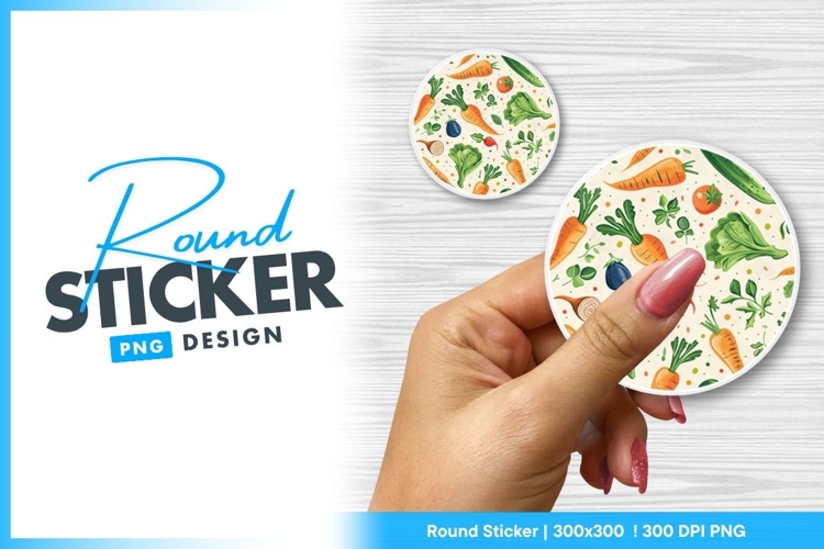 Fresh vegetables seamless pattern round sticker png