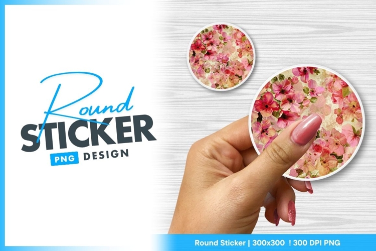 Pink floral pattern elegant round sticker png
