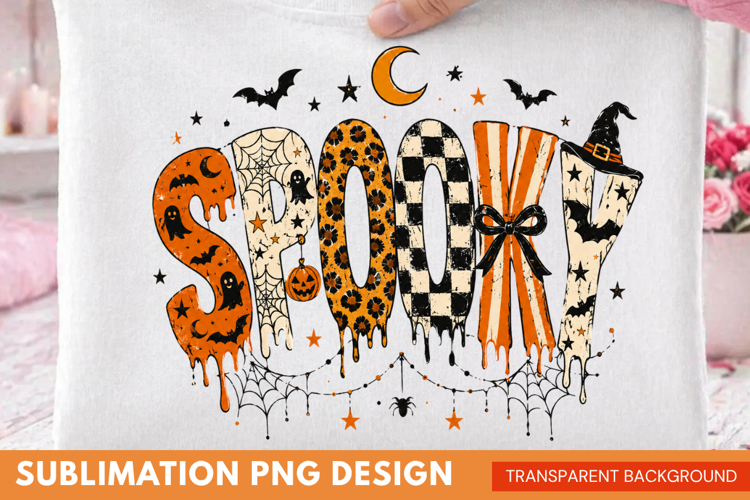 spooky PNG, leopard print spooky shirt design, witch hat