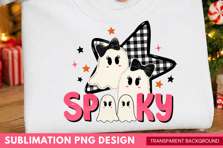 spooky PNG, cute ghosts shirt design, buffalo plaid ghost