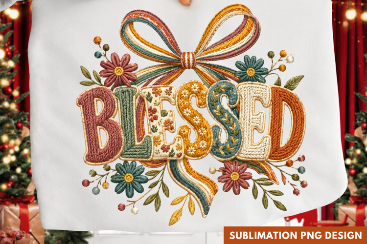 blessed PNG, autumn floral bow shirt design, blessed fall