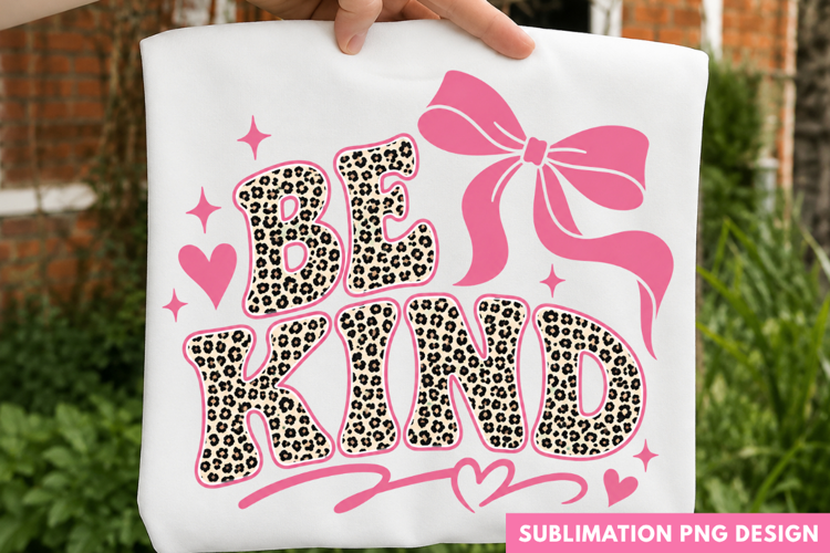 be kind PNG, leopard print ribbon bow shirt design, coquette