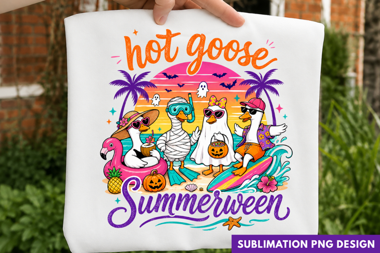 hot goose summerween, summerween PNG, tropical geese summer